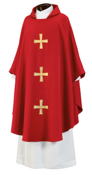 171 CHASUBLE RED LANCER W/GOLD LAME CROSSES
