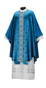 Custom Gothic Chasuble - Single Orphrey Panel (Regal Collection) - Blue
