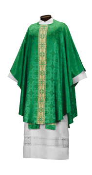 Custom Gothic Chasuble - Single Orphrey Panel (Regal Collection) - Green