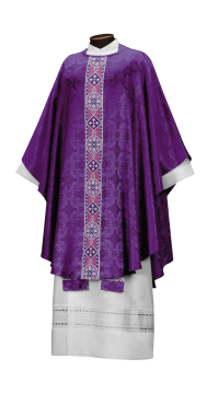 Custom Gothic Chasuble - Single Orphrey Panel (Regal Collection) - Purple