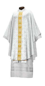 282 WHITE EMPEROR BROCADE GOTHIC CHASUBLE W/82K BRAID