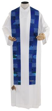 Amani Kitenge Patch Pastor Stole - Blue
