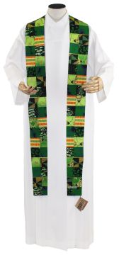 Amani Kitenge Patch Pastor Stole - Emerald