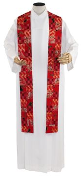 Amani Kitenge Patch Pastor Stole - Crimson