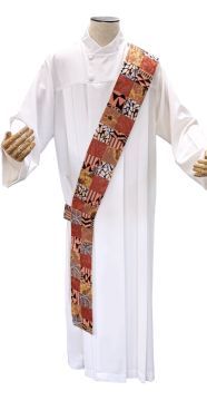 Amani Kitenge Patch Deacon Stole - Rose