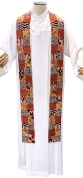 Amani Kitenge Patch Pastor Stole - Rose