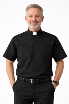 Clergy Shirt – Black Tab Collar, Short Sleeve | Regal Comfort