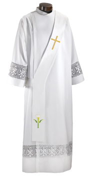 Castle Craft Series White Embroidered Deacon Stole