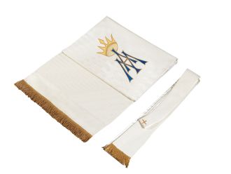 282 WHITE EMPEROR BROCADE GOTHIC CHASUBLE W/82K BRAID