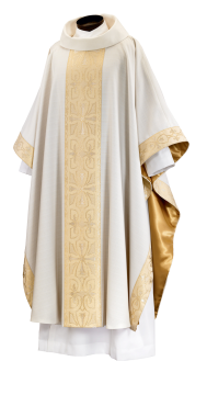 OL282M MONASTIC CHASUBLE - WHITE/GOLD