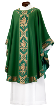 Custom Gothic Chasuble - Single Ophrey Panel w/ Trim (Chapel Brocade)
