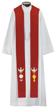 Red Overlay Pentecost Stole (ST836)