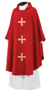 171 CHASUBLE RED LANCER W/GOLD LAME CROSSES