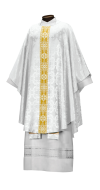 282 WHITE EMPEROR BROCADE GOTHIC CHASUBLE W/82K BRAID