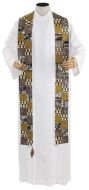 Amani Kitenge Patch Pastor Stole - Cream