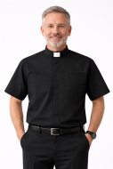 Clergy Shirt &ndash; Black Tab Collar, Short Sleeve | Regal Comfort		