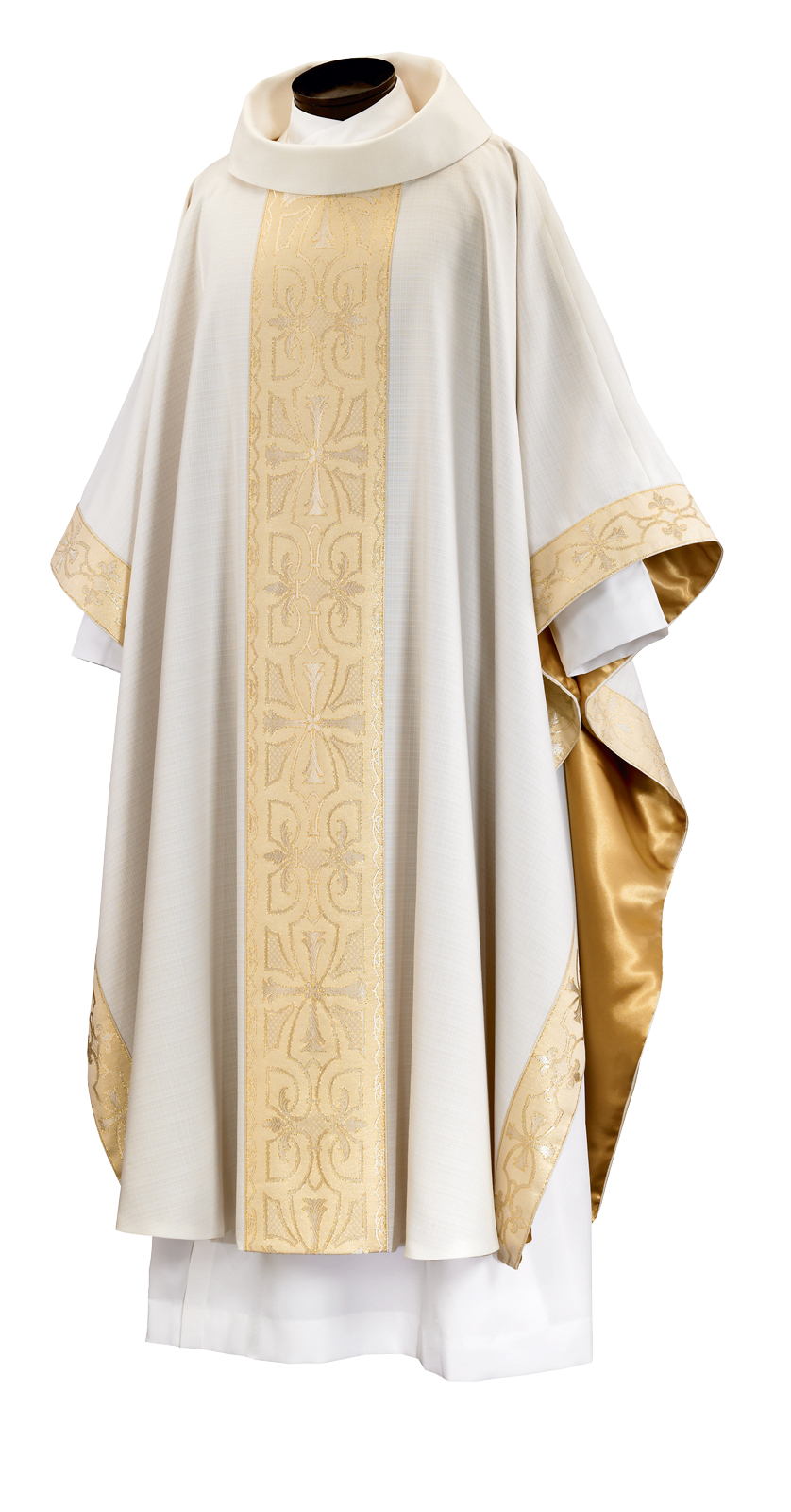 OL282M MONASTIC CHASUBLE - WHITE/GOLD