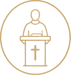 Clergy at lectern icon